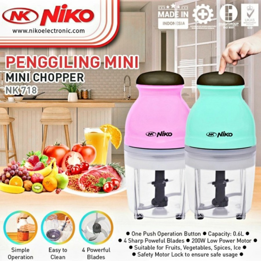 Niko Mini Chopper 0.6liter 200watt NK718