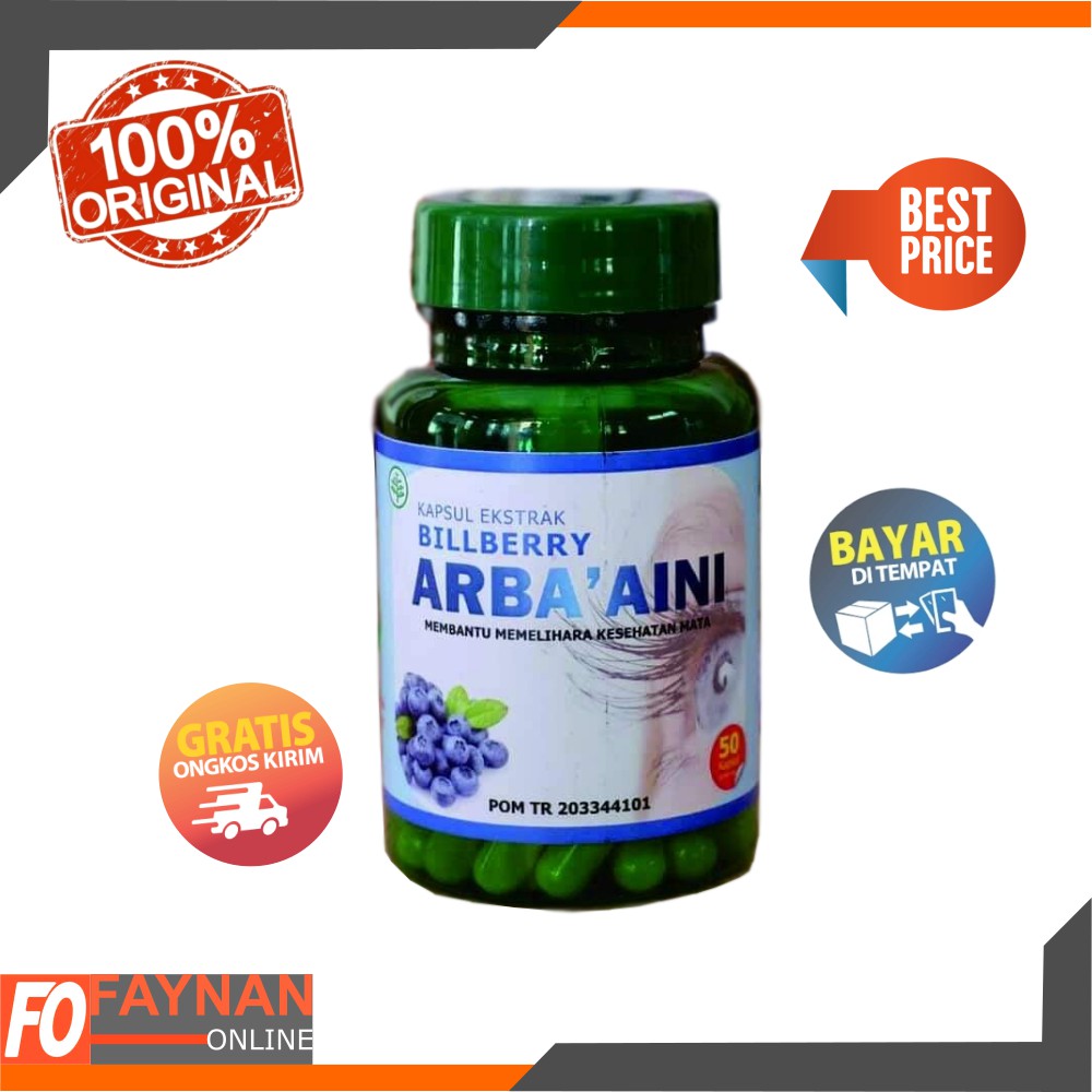 Faynan Original Arbaaini Ekstra Billberry 60 Kapsul Billberi Arba'aini Herbal Kesehatan Mata Arbaini