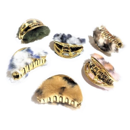 JEDAI MINI KOREA BULU 4cm - Jepit Rambut Salon Korea Bulu Artificial Fur Hair Claw Clips