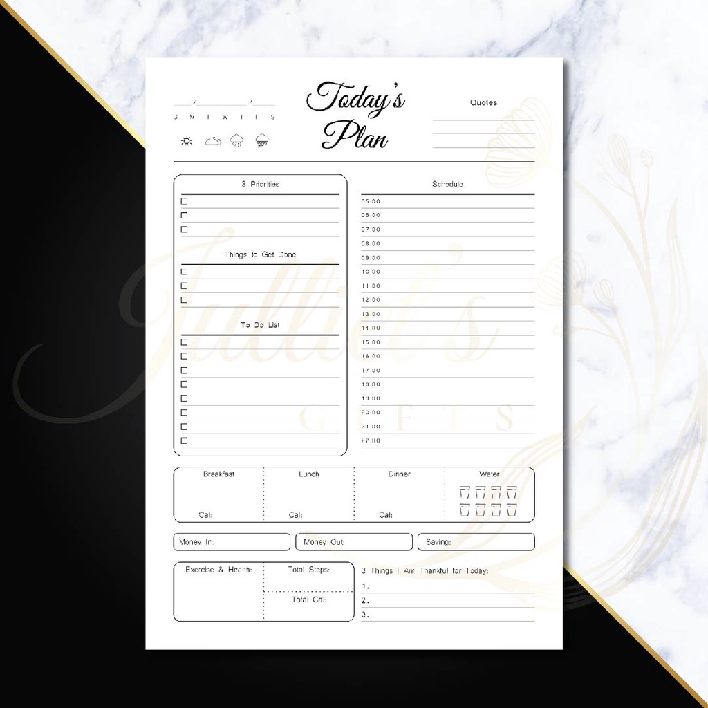 

MEMOPAD PLANNER (30 sheets) Black & White / Daily Planner / Bullet Journal