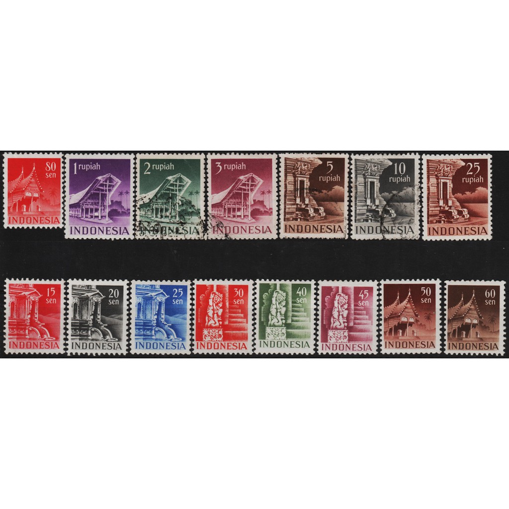 

Perangko Filateli A4-71 Indonesia MNH/MH/VFU 15v 01.09.1949 Temples & Buildings