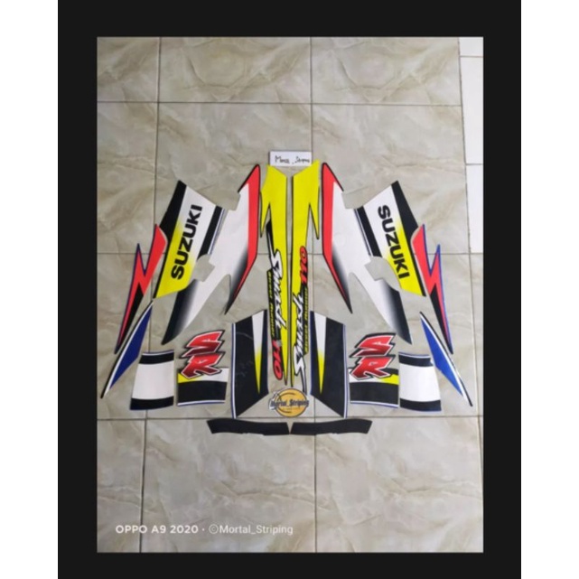 STIKER STRIPING LIS BODY SMASH SR 110 2005 2006 BIRU HITAM STANDAR