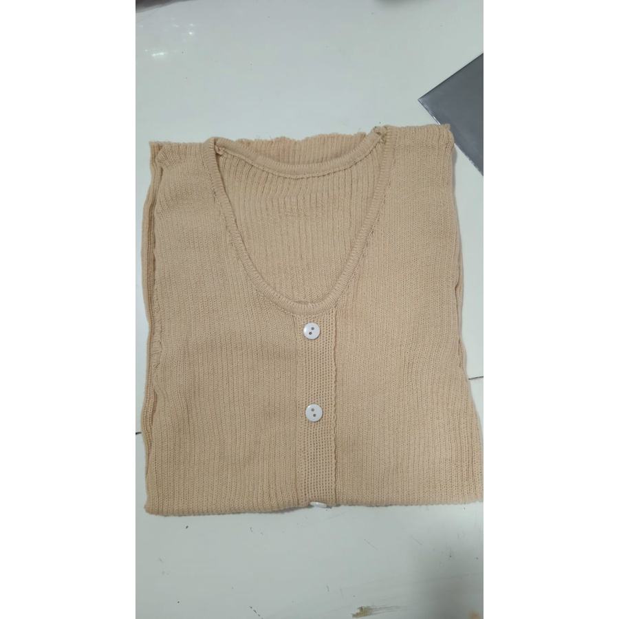 Belleza outlet baju rajut Cardigan rajut atasan wanita V Button Cream All Size Ready Stok