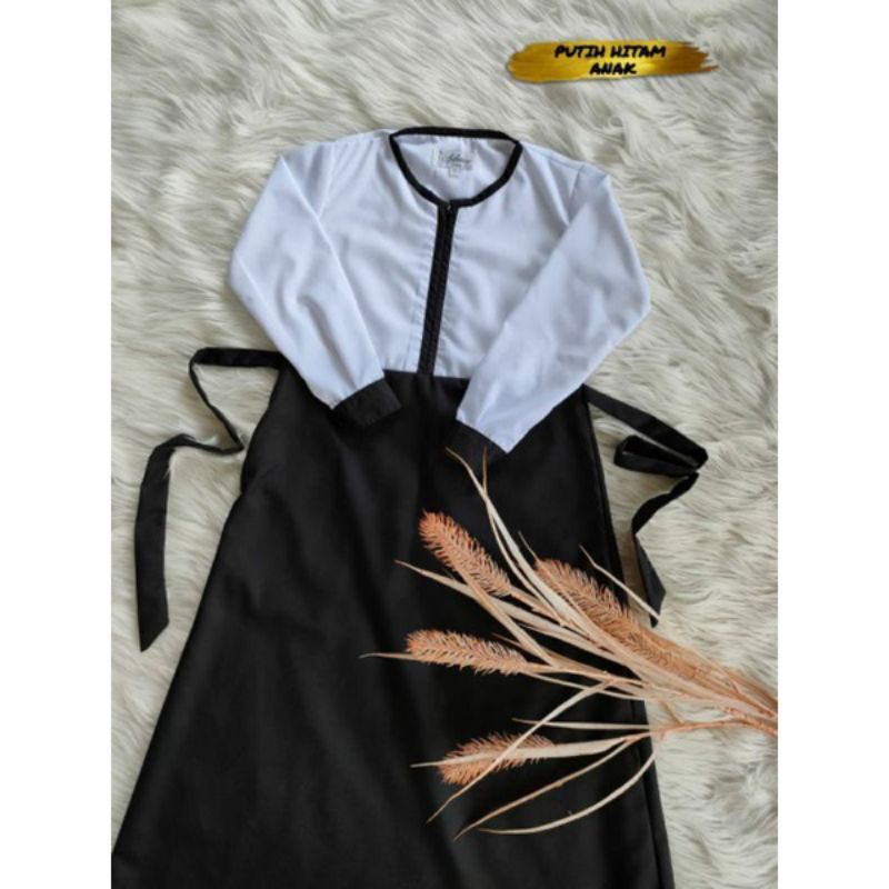 Gamis Uniform Anak Hitam Putih / Seragam Sekolah Dasar / Sekolah SD