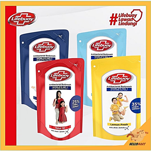 ORIGINAL Lifebuoy Sabun Mandi Cair REFILL 400ml / Lifebuoy Antibacterial Body Wash / HELLOMARTID