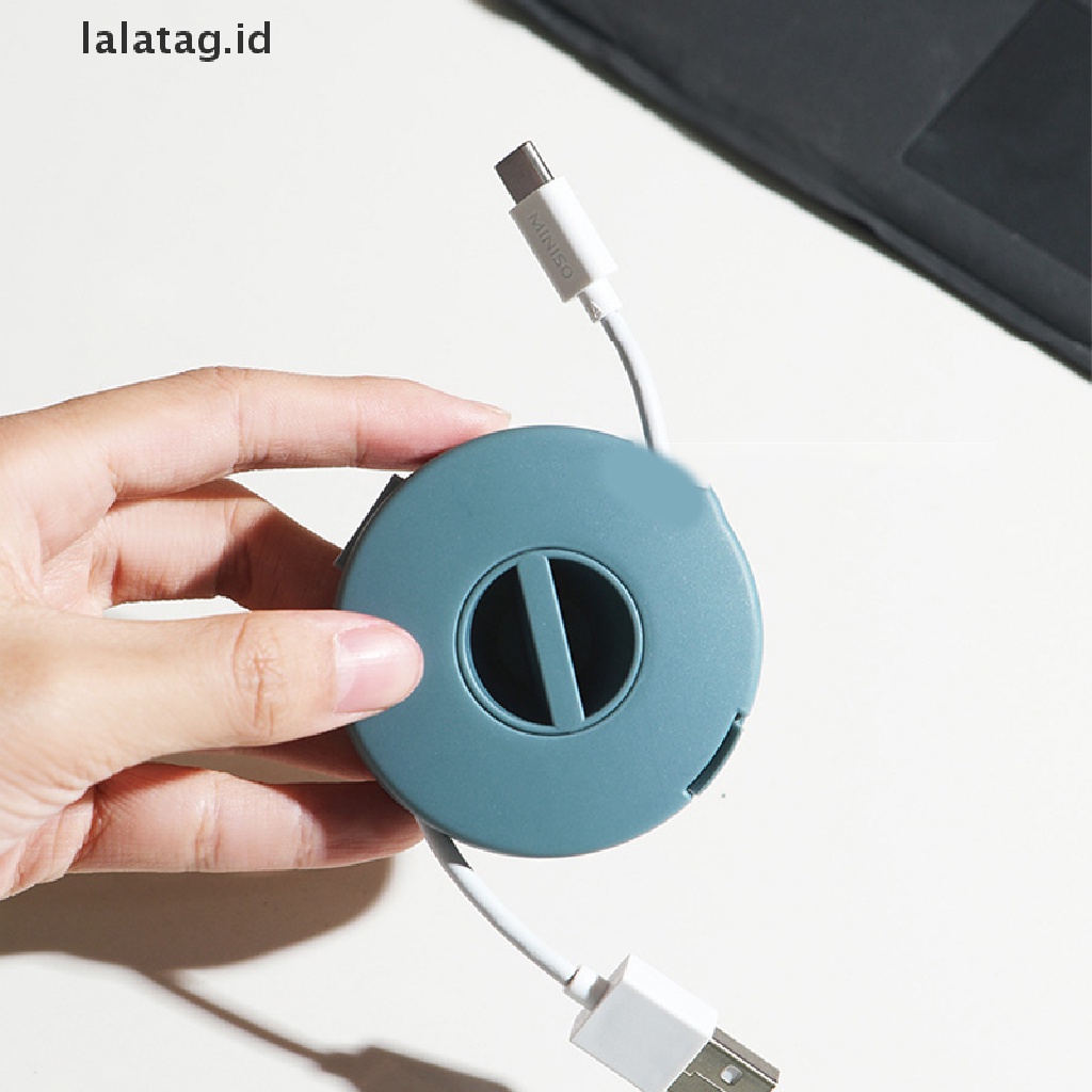 (Flyag) Kotak Penyimpanan Kabel Data / Charger / USB Portable Bentuk Bulat