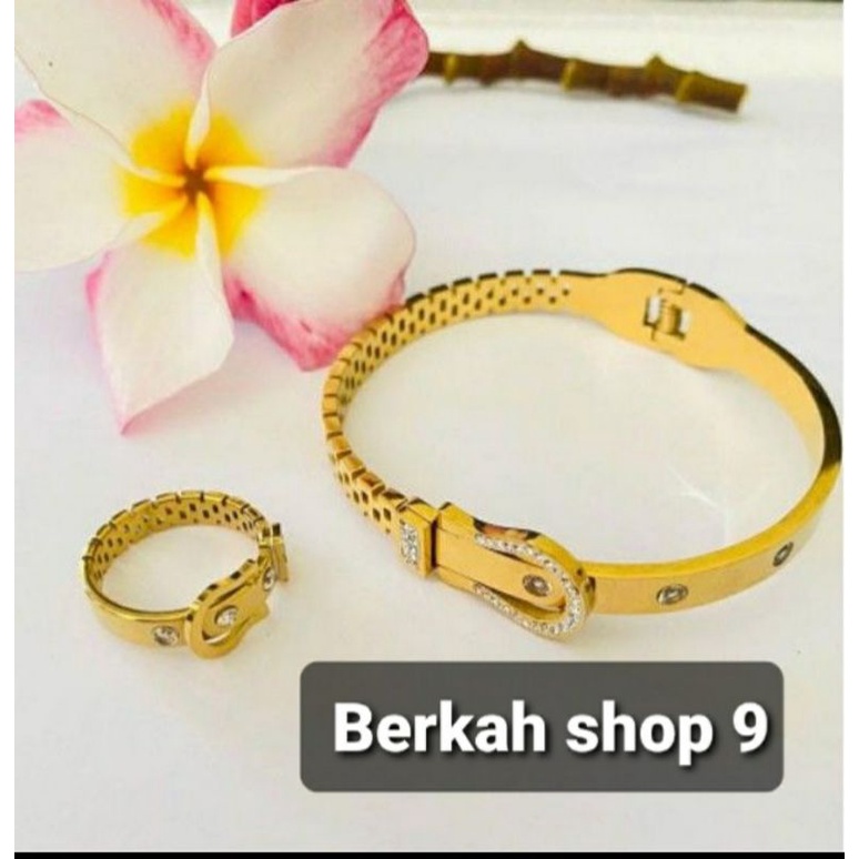 1set gelang dan cincin titanium model gasper