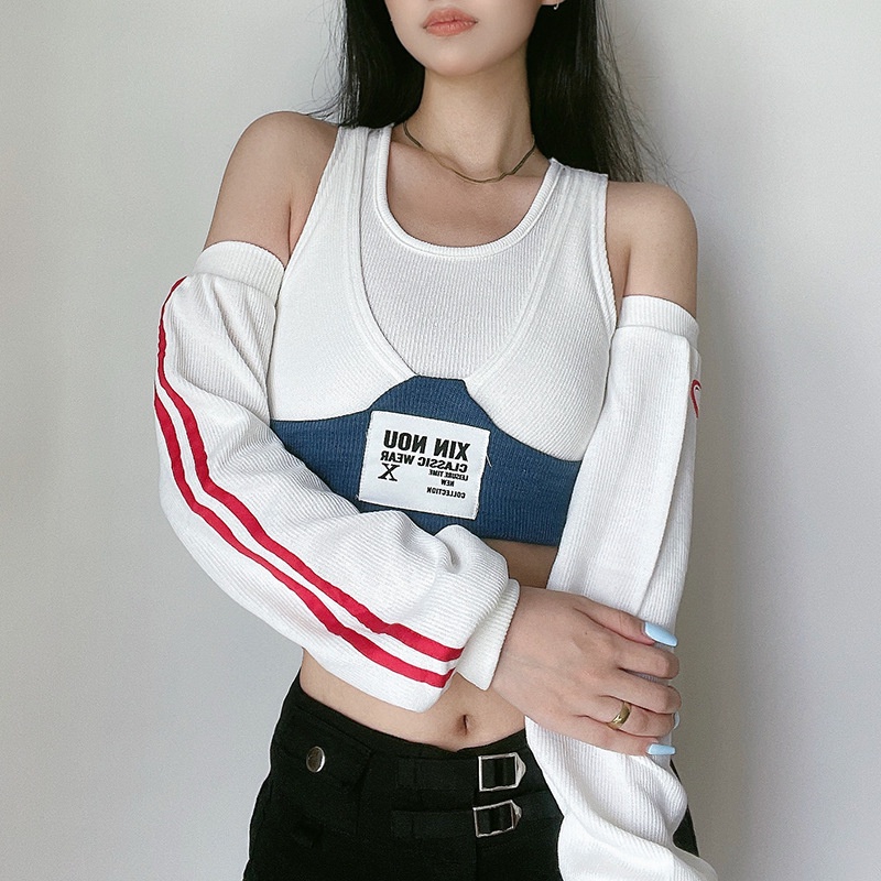 [✅BISA COD] #Sisjuly# Eropa dan Amerika Gaya Jalan Off-The-ShoulderTT-shirt Wanita Pakaian2022Musim Panas Kemeja dengan Le