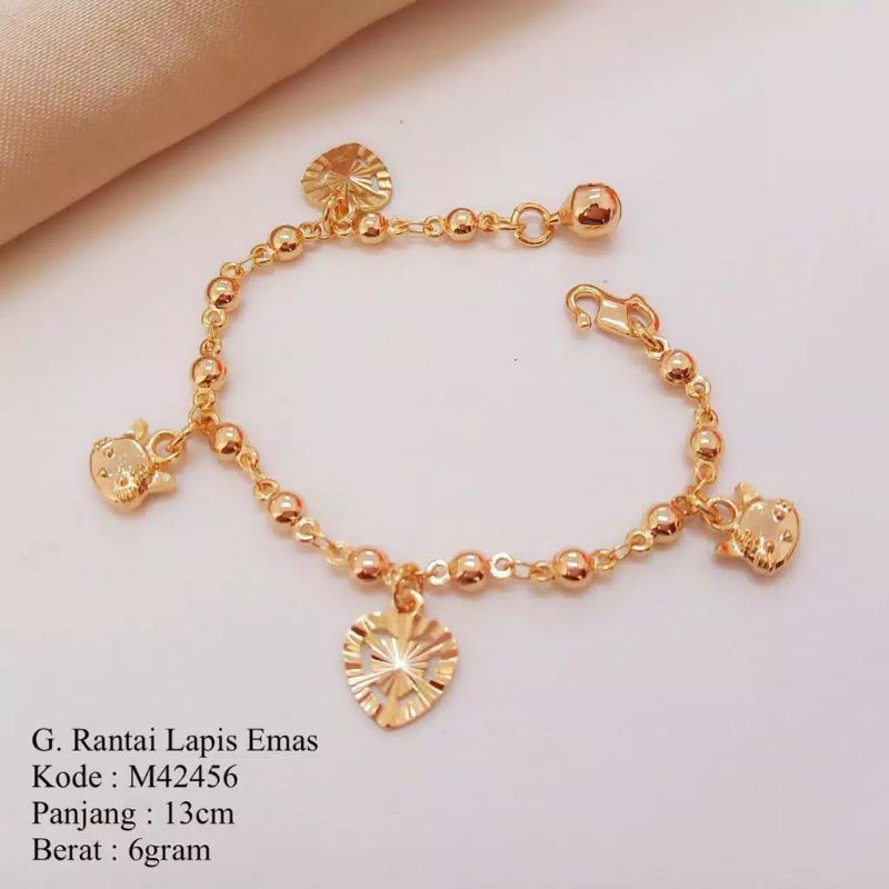 [BAYAR DITEMPAT] Gelang Tangan/Gelang Kaki Bayi Lapis Emas Gelang Xuping Hello Kitty Bayi Lonceng