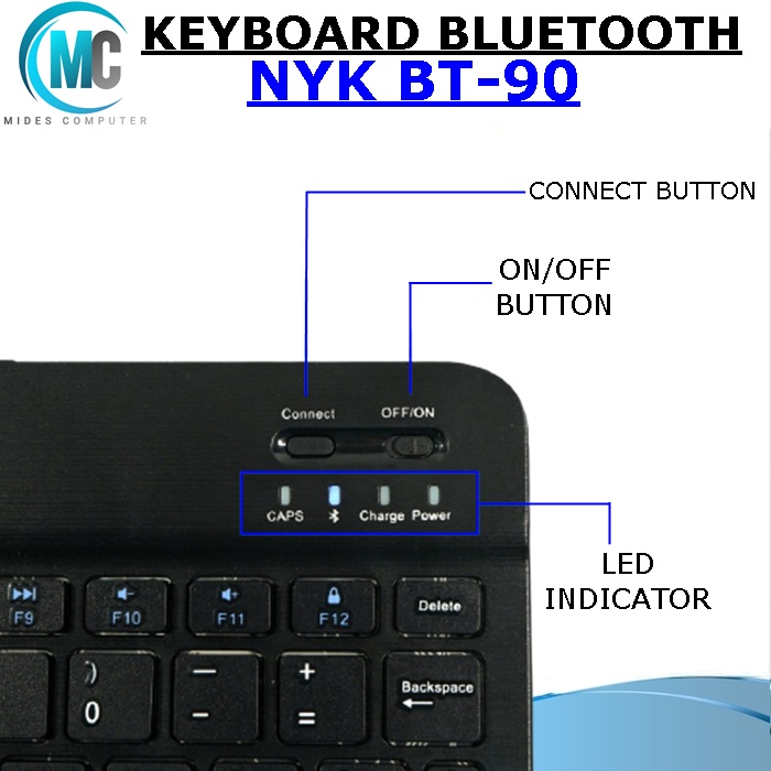 Keyboard Wireless Bluetooth Slim Mini NYK BT-90