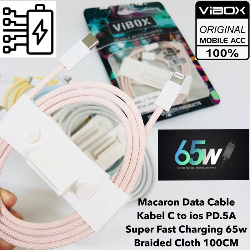 KABEL DATA MACARON 100CM VIBOX KABEL C TO IOS PD.5A SUPER FLASH CHARGING