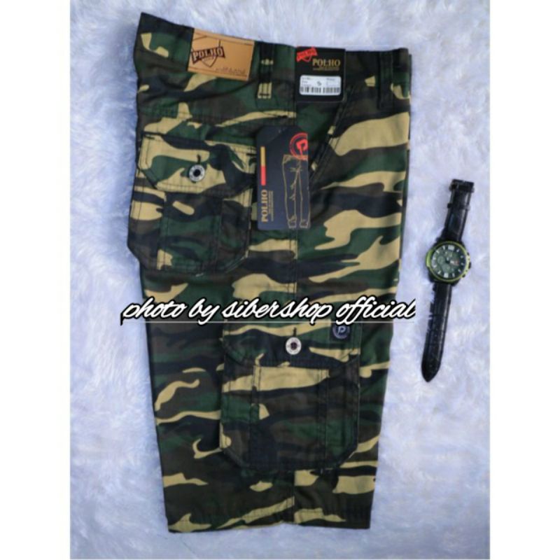 PROMO Celana Loreng Cargo Doreng Pendek Pria Kimpul Army TNI Warna Hijau Coklat size 27-38