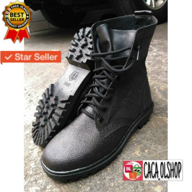 Sepatu PDL Satpam Security Hansip Linmas Kulit Jeruk Merk AR