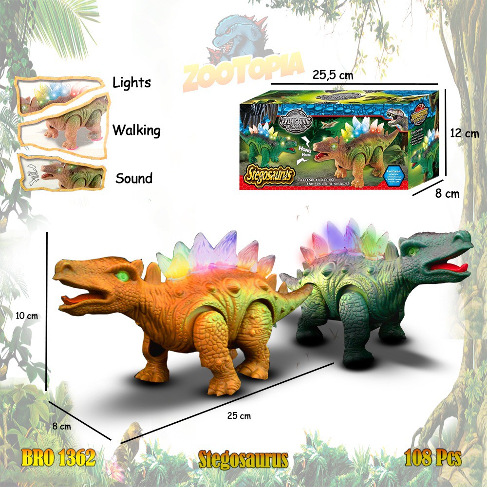 MURAH BRO1362 Stegosaurus Dino Dinosaurus Hewan Binatang Baterai Mainan Anak Bayi Edukatif Animal Hobi Koleksi Safari ZOOTOPIA