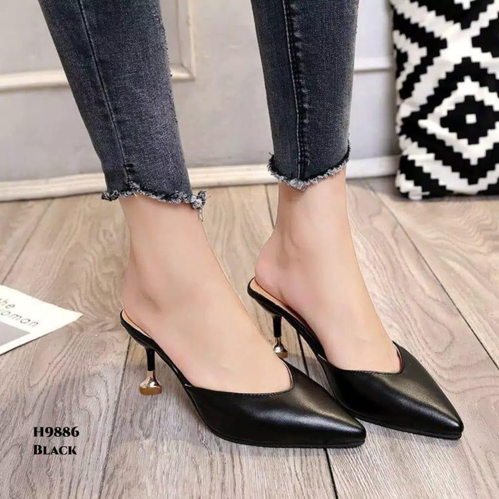 RESTOCK WYN HIGH HEELS SELOP FASHION WANITA KOREA H9886