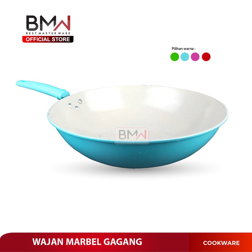 Wajan Marbel Kuali Gagang Warna Penggorengan Wok Pan Stainless Steel