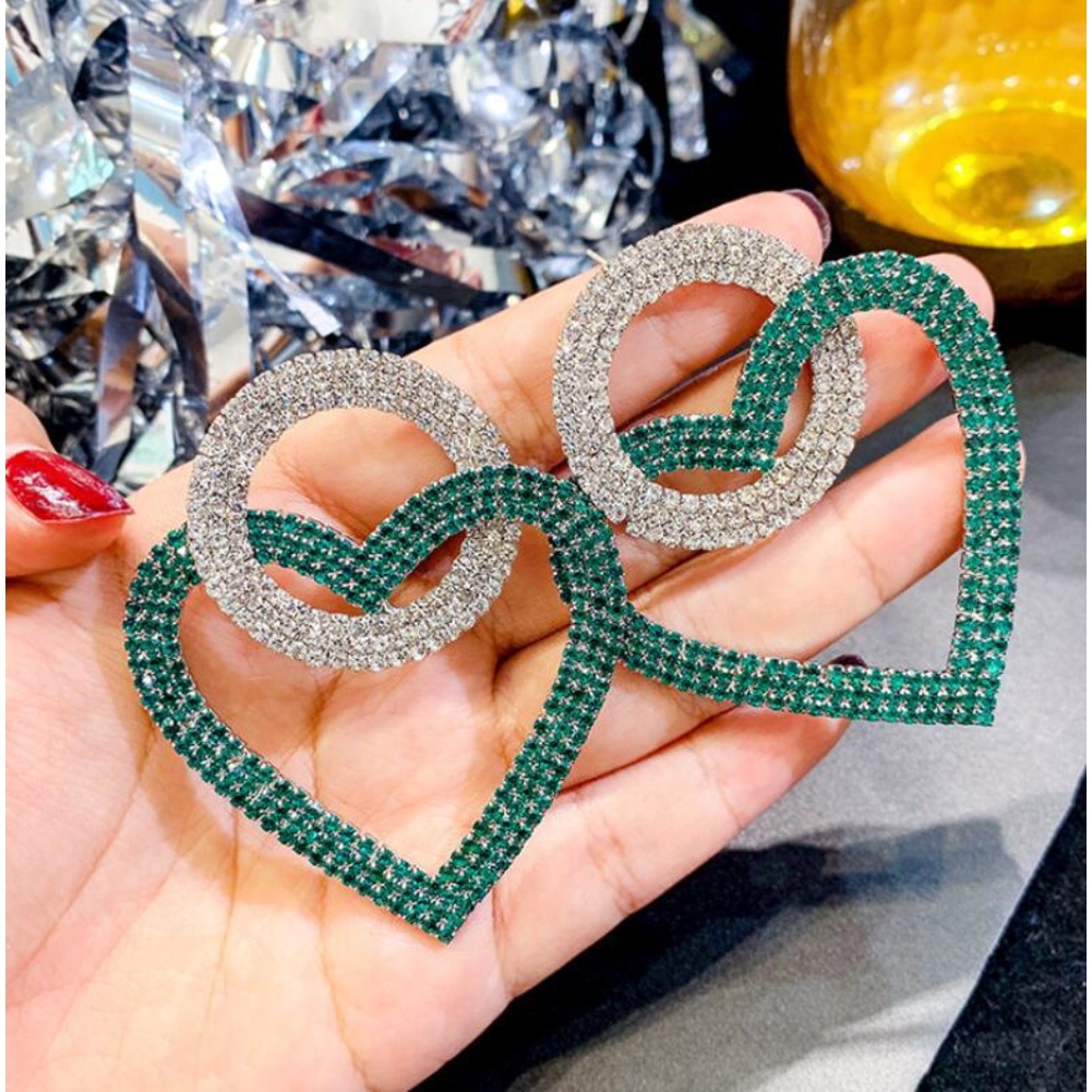 Hu Hu Hu Hu Hu Alat Bantu Pasang Kacamata♡ Anting Tusuk Gantung Wanita Desain Hati / Bulat Hias Berlian Imitasi Untuk Pesta / Hadiah