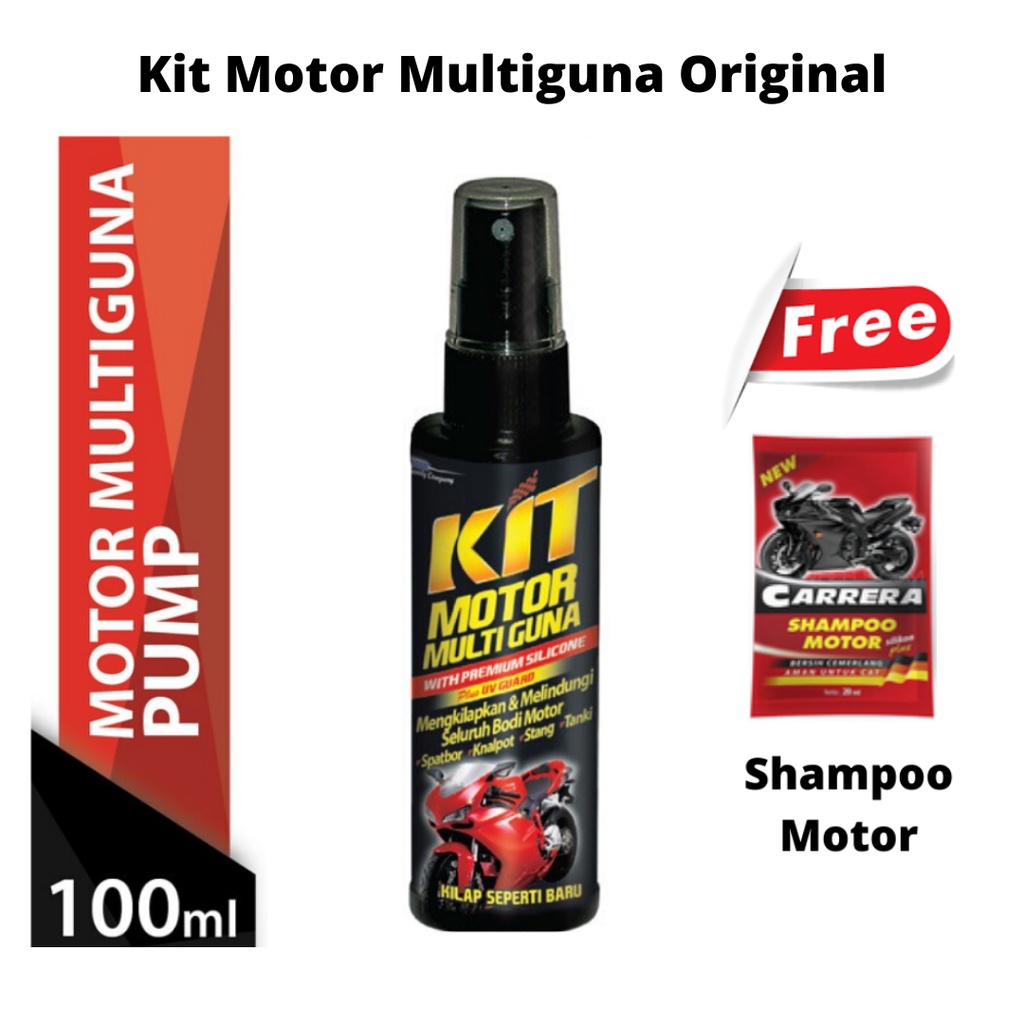 KIT MULTIGUNA GRATIS SHAMPOO MOTOR Semprot Serbaguna 100 ml Kit Spray Poles Mengkilapkan Cover Body Melindungi Motor