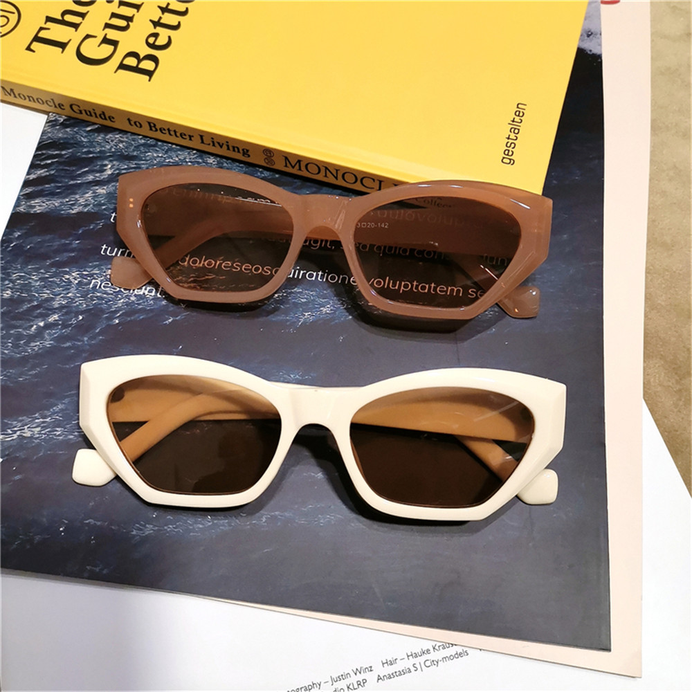 【COD Tangding】Fashion Cat Eye Sunglasses Personalized Jelly-colored Sunglasses Cross-Border Polygon Sunglasses Tide