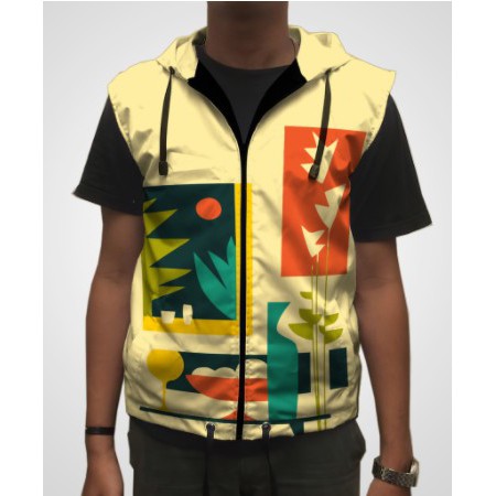 Rompi Printing Custom Parasut Wanita Pria Vest Hoodie Running Dan Sepeda NV-22 Terbaru