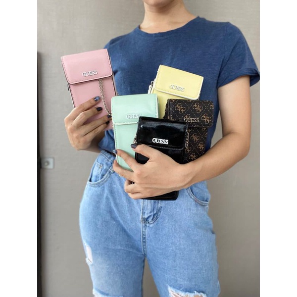TAS WANITA/ NOELLE FLAP CHIT CHAT GUESS/PHONE BAG GUESS/GUESS ORIGINAL