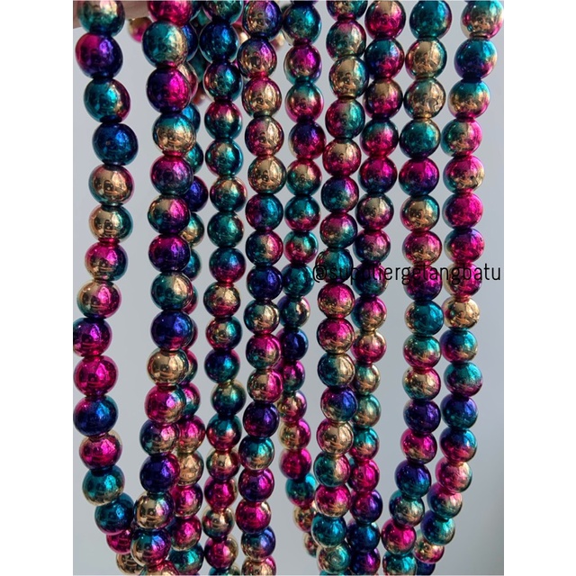 spacer multicolour 8mm steel bulet bahan gelang kalung charm premium