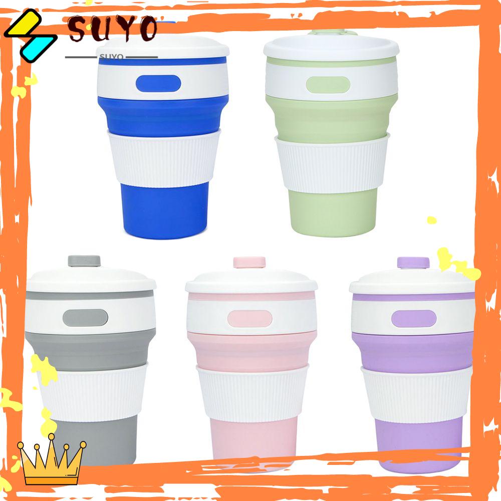 Suyo Gelas Lipat Portable 350ML Dengan Tutup Untuk Travel / Outdoor