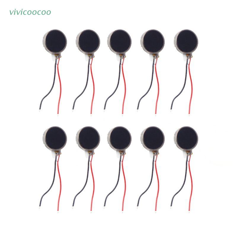 Vivi 10pcs / Set Motor Getar Mini Dc3V 10000rpm 1030 Tipe Tombol Flat Untuk Handphone / Tablet