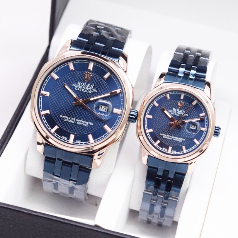 BEST SELLER Jam Tangan Couple Fashion Rolex PW 9002 Rantai Tanggal Aktif - Bisa Bayar Ditempat - COD - Murah Jam tangan Pria Jam tangan Wanita