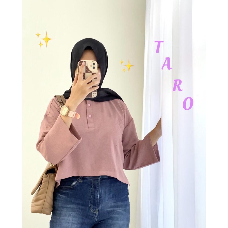 Violin Top - Crinkle Hanin Crop Top  - Kemeja Crinkle Oversize - Kemeja Wanita Lengan Panjang - Outer Crop Crinkle - Atasan Wanita