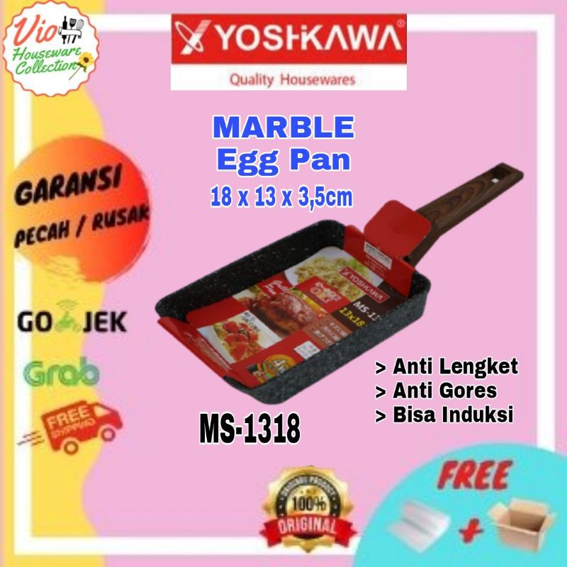Yoshikawa Marble Egg Pan Segi Penggorengan Keramik Anti Lengket MS-1318