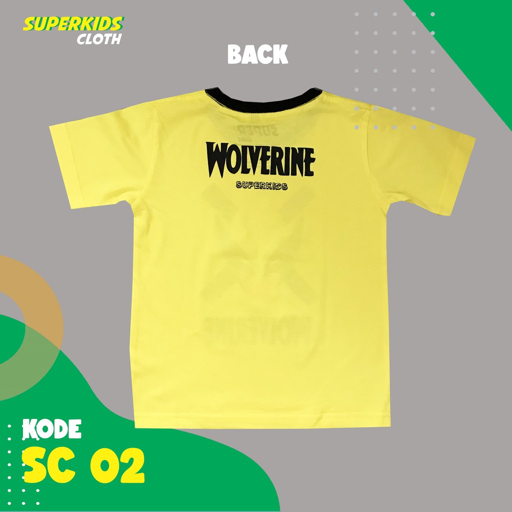 KAOS ANAK LAKI LAKI TERMURAH ECER GROSIR SUPERKIDS CLOTH SUPERHERO WOLVRIN 1 - 8 TAHUN