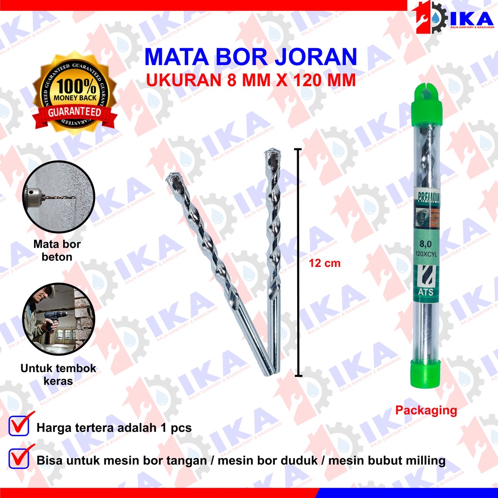 BOR BETON,  MATA BOR BETON JORAN SIZE 4 5 6 8 10 12 MM TEMBOK KUAT OBENG KUALITAS BAGUS TEBAL TAJAM Mata Bor Hole Saw Lubang Tembok Beton Hole Saw Hollow Core Hole Saw Pelubang Beton Tembok Pipa