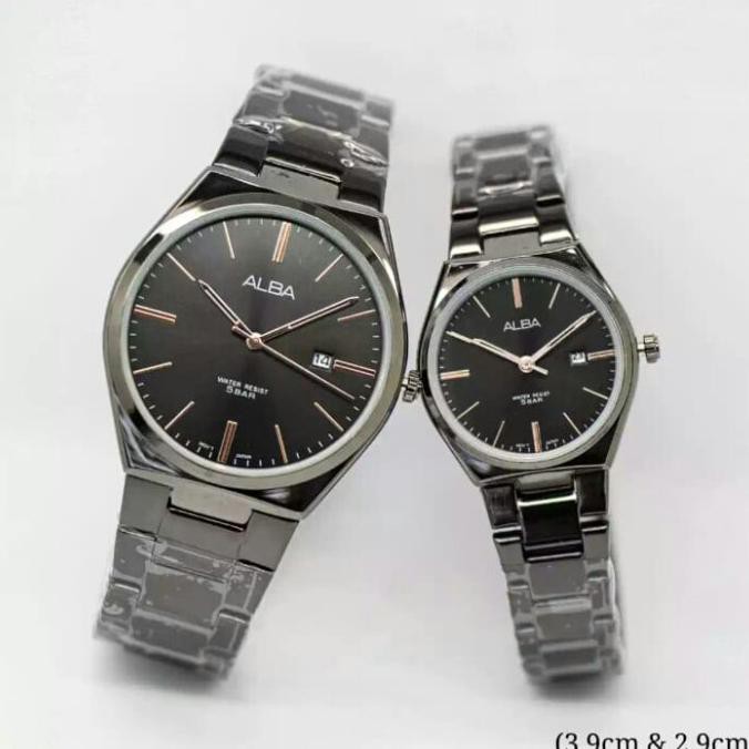 Jam Tangan Couple Terbaru Alba Al_1407/Jam Tangan Pria & Wanita - Hitam Bayside.Marketplace