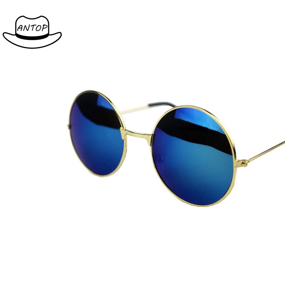 Antop! Kacamata Hitam Wanita Fashion Retro Sunglasses Round Bahan Metal Warna Warni