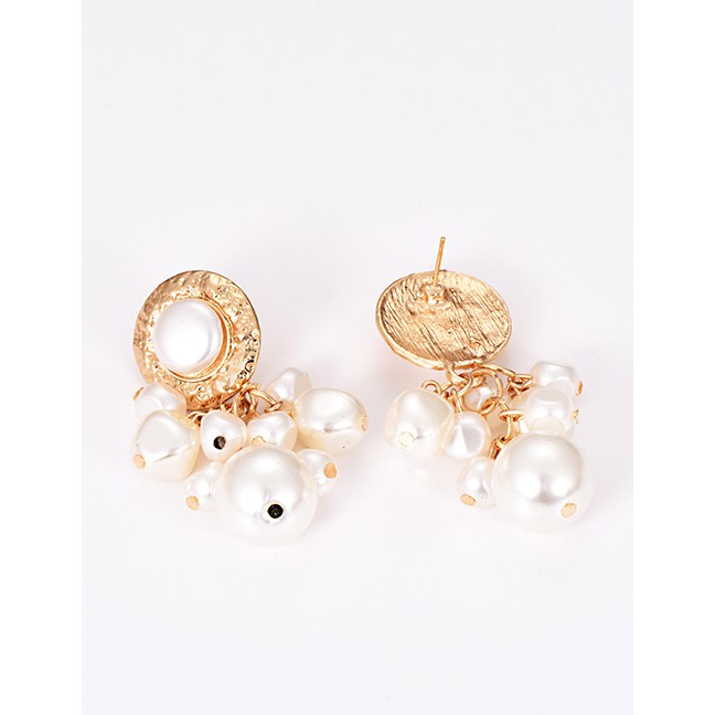 LRC Anting Tusuk Fashion Gold Alloy Pearl Stud Earrings F32185