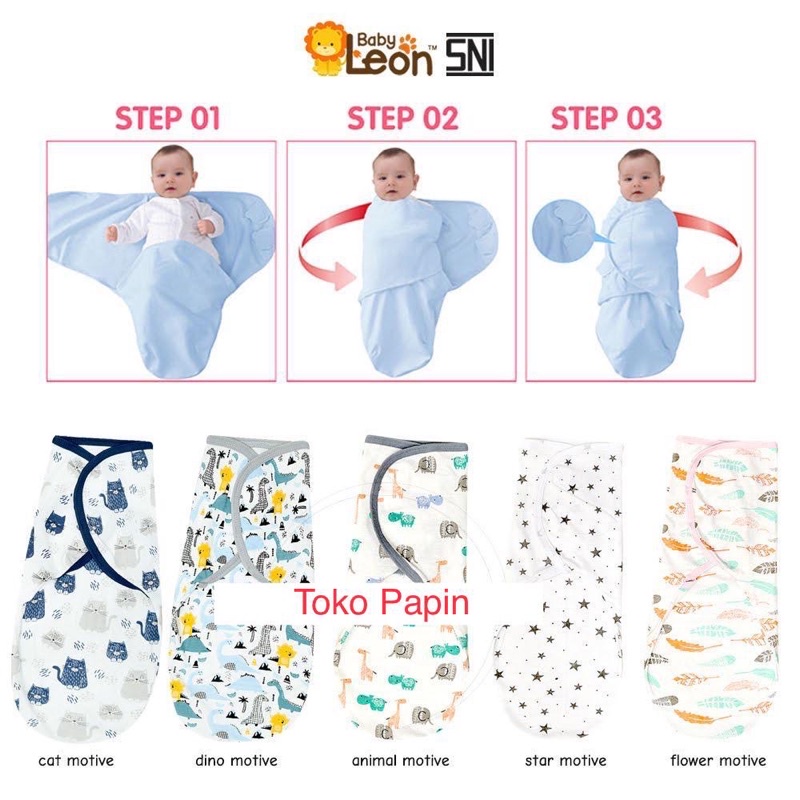 Bedong Bayi Bedong Lipat Anak Bayi Baby Leon Bedong Instant Tempel Praktis