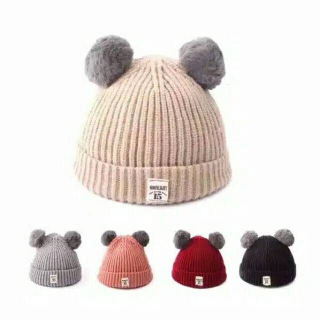 COD!! TOPI RAJUT POMPOM BULU ANAK / TOPI KUPLUK WOOL RAJUT HANGAT BAYI / ANAK UNISEX