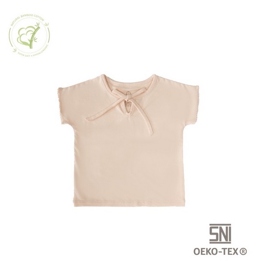 Bamboo and Bub - V-Ribbon Girl Top Atasan Kaos Pita Anak Perempuan Girl Lucu Adem Soft Bambu Polo