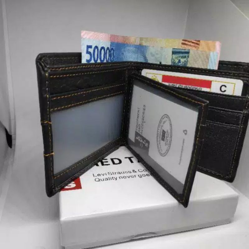 DOMPET KULIT PRIA ASLI DUBLE RESLETING RED TAB LEVIS