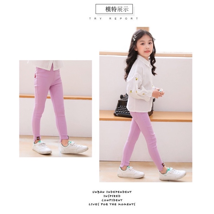 Celana Panjang Anak Perempuan / Legging Anak Perempuan Cewek / Jegging Anak Cewek / Celana Panjang Fashion Anak Bahan Katun Stretching/ Leging Anak Import / Celana Panjang Anak Remaja / Celana Panjang Anak Tanggung 3 T s.d 12 T Jeging Model Korea Import