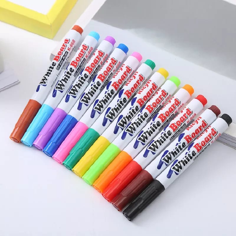 SPIDOL WARNA (AJAIB) /MAINAN SPIDOL AIR MENGAPUNG / MAGIC MARKER SPIDOL WHITE BOARD 12PCS