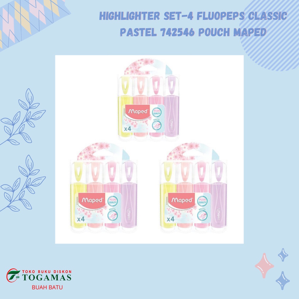 

HIGHLIGHTER SET-4 FLUOPEPS CLASSIC PASTEL 742546 POUCH MAPED