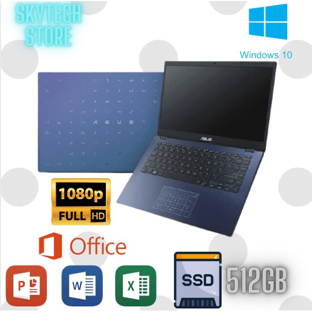 ASUS VIVOBOOK E410MAO INTEL N4020 RAM4GB SSD512GB 14FHD WINDOWS 10+OFFICE ORIGINAL-P.BLUE FHD