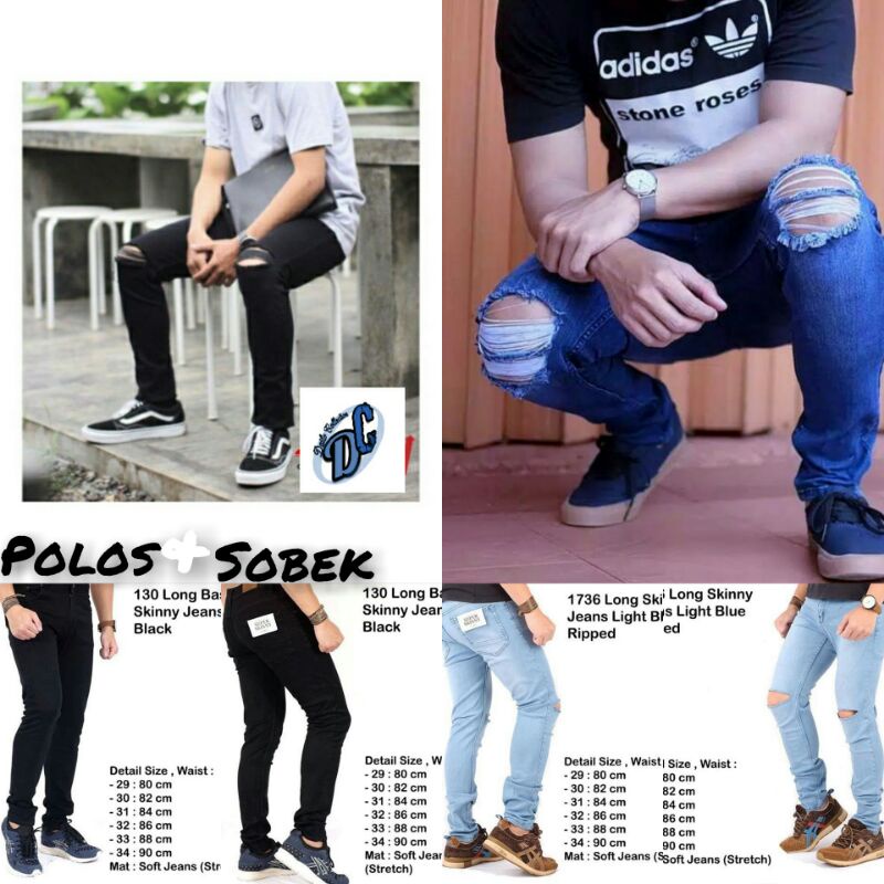 ZANEVO Celana jeans pria pensil cowo slimfit jeans cowok skinny jins (sobek dan polos) / Celana jean