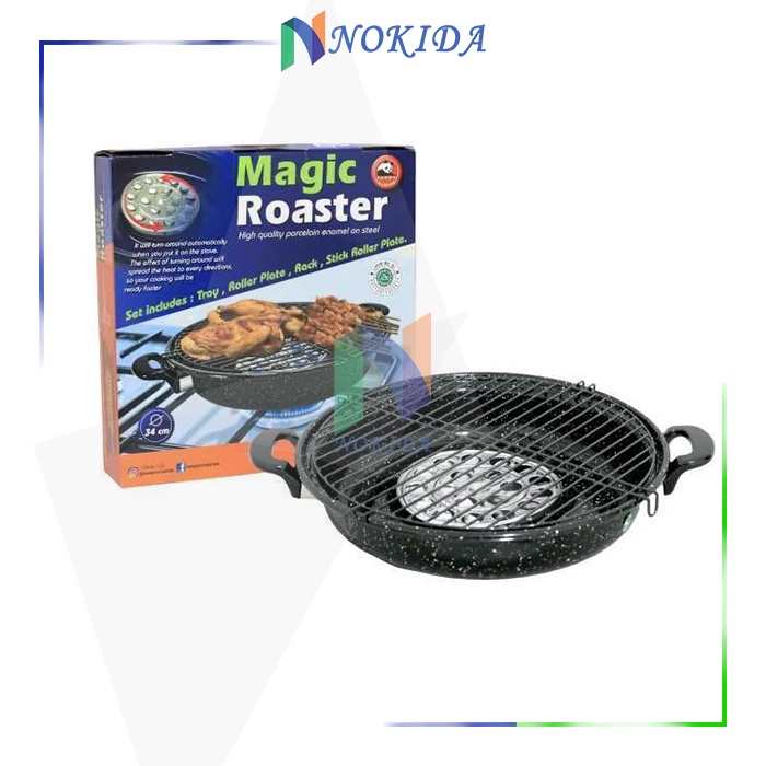 Nokida Magic Roaster Alat Pemanggang Ayam Bakar Anti Lengket 34 Cm / Bakaran Sosis Kompor Gas /