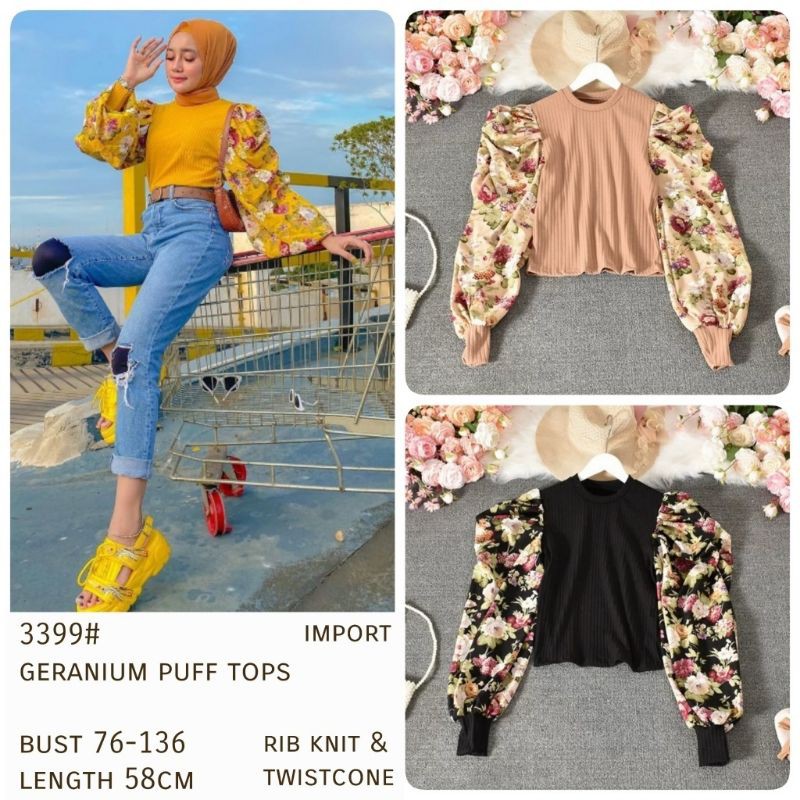 MDLV ~ BM 3399 GERANIUM PUFF TOPS // ATASAN LENGAN PANJANG // FASHION IMPORT WANITA