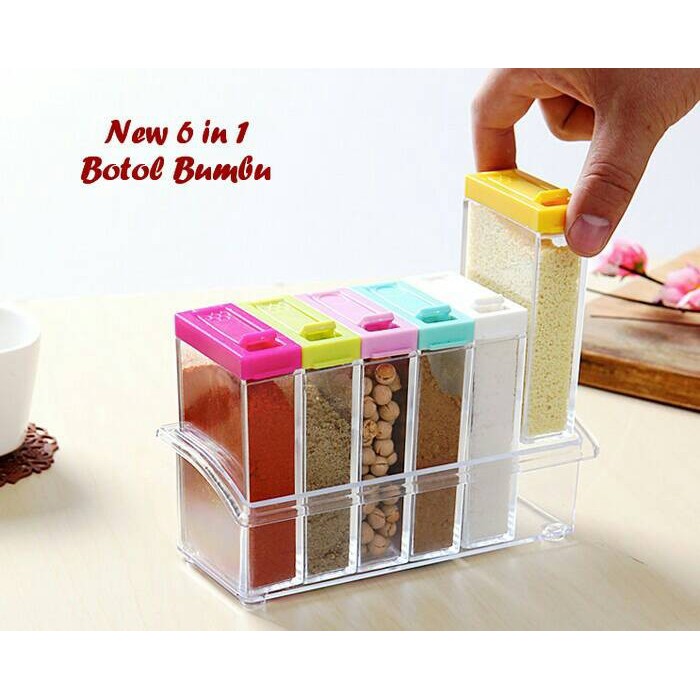 SHABRINA_FASHION!! TEMPAT RAK BUMBU - SEASONING SET 6IN1 / 6 IN 1 TEMPAT BUMBU SERBAGUNA