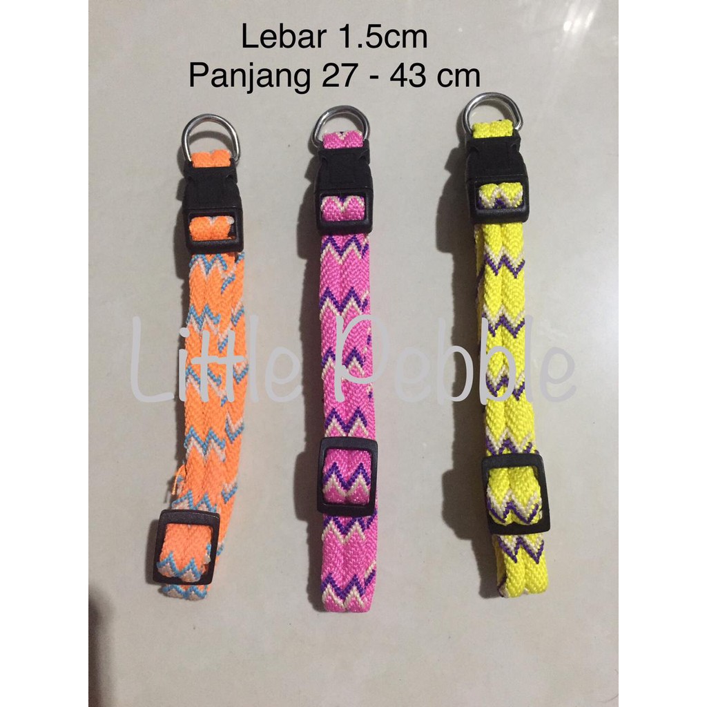 368554 Tali Leher Nylon Warna Motif Garis Kucing Anjing  Lebar 1.5cm