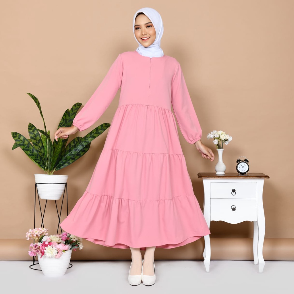 Gamis Muslim Terbaru bahan Caton Rayon premium Gamis Lebaran Moderen Dress Muslim Wanita